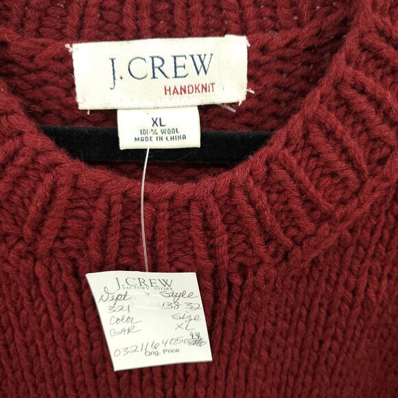 Men's NWT J. Crew Factory 100% Wool Chunky Crew Neck Sweater XL Red - Picture 3 of 13